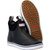 XTRATUF 22736 Ankle Deck Boot, black waterproof slip-on shoe with white sole and red logo, designed for durability and safety in marine and outdoor activities.
