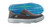 KORKERS Korkers Men's Fish Moc, a lightweight slip-on fishing shoe with a gray and blue design, featuring a textured sole for stability.