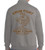 F&F Drum Fight Club 1/4 Zip, grey sweatshirt with a graphic of a fish with boxing gloves and text related to drum fighting and fishing