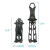 Toadfish Stowaway Fish Grip, compact and foldable fishing tool in closed and open positions, with dimensions 4.5 inches and 7.5 inches respectively.