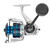 Quantum Quantum Strive Spinning Reel, high-quality fishing reel with a silver and blue design, featuring a black handle and durable construction, ideal for saltwater fishing.