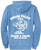 F&F Drum Fight Club Zip Hoodie, blue hoodie with large white graphic of a fighting fish and text "DRUM FIGHT Club FRANK & FRANS Out of Tackle" on the back.