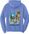 F&F Beach Dog Hoodie, blue hoodie featuring a dog sitting on a beach with fishing gear and a bucket, Hatteras Island NC logo.
