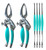 TOADFISH Toadfish Crab and Lobster Set, stainless steel crab and lobster cracking tools with aqua blue rubber handles and four lobster forks.