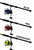 TSUNAMI Tsunami Spear Extreme, three fishing rods in blue, red, and chartreuse colors with black grips and spinning reels with colored spools for deep-sea fishing.
