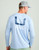 HUK Pursuit Huk Fill LS Crew, men's long sleeve sports performance shirt with water-themed logo on back.