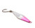 CLARKSPOON Clarkspoon 1927 Diamond Jig, close-up of the silver and pink fishing lure with a sharp hook.