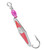 CLARKSPOON Clarkspoon 00RBMS-PF Flashspoon, a fishing lure featuring a metallic body with pink and red accents, a pink bead, and a sharp hook designed for catching fish.