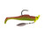 STRIKE KING Strike King Speckled Trout Magic Spinnerbait, close-up of a soft plastic fishing lure with a green and yellow body, and a spinner blade for attracting fish.