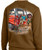 F&F Bronco Dog Crew Sweatshirt, brown sweatshirt with a graphic print of a dog in front of a retro van with a ball and frisbee.