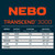 Nebo Transcend 3000 Headlamp, product label with modes, output, runtime, and distance specifications.