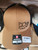 F&F Offset Embroidered Logo Hat, tan baseball cap with black embroidered F&F logo and text design.
