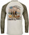 F&F Hooked on Freedom Performance, long sleeve shirt with a graphic design of a family walking by the lake with a dog, celebrating 50 years of the brand.