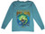 F&F Bad Mahi Long Sleeve Hooded T-shirt, blue long sleeve hooded shirt featuring a graphic of a fierce green fish with an open mouth, surrounded by smaller fish and decorative elements.