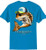 F&F Smoking Drum Short Sleeve No Pocket, blue T-shirt featuring a cartoon fish character wearing sunglasses and a cap.