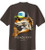F&F Smoking Drum Short Sleeve With Pocket, front view of a dark-colored casual t-shirt featuring a graphic of a fish wearing sunglasses and a cap, with the brand name Frank & Franks below.