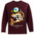 F&F Smoking Drum Long Sleeve No Pocket, maroon long sleeve shirt with a colorful graphic of a tiger wearing sunglasses and a cap, holding a fishing rod, with text that says 'Frank & Franks Bait and Tackle'.