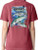 F&F Chasing Metal Short Sleeve With Pocket, maroon t-shirt featuring a colorful fish graphic design on the back.