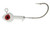 EAGLE CLAW Eagle Claw Jig Head, close-up of a white fishing jig head with a red and black eye detail and a sharp, curved metal hook.