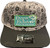 F&F 10/10 Rubber Sign Patch Hat, a baseball cap with a floral and fishing-themed black and white patterned crown and a black bill, featuring a green-edged rubber patch with 'Frank & Fran's Bait & Tackle' logo and a fish graphic.