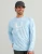 HUK Icon Printed Crew, Light blue camouflage long sleeve sports jersey with HUK logo on front and 'FISHING' written on sleeve.