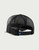 HUK Barb U Youth Trucker, rear view showing black mesh back, adjustable snapback closure, and branded blue tag