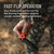 TRUE True Swift Edge 4" Fast Flip TPR Handle Knife, handheld outdoor tactical knife with orange and black handle being used for quick deployment.