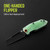 TRUE True Berm Cleaver Flipper Knife, close-up of the knife with a black blade and green handle on a black background.