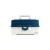 PLANO MOLDING COMPANY Plano Three Tray Tackle Box, a durable plastic storage box with a white base and blue lid, featuring a handle and secure latch for fishing or outdoor accessory organization.