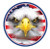 SALTY BONES Salty Bones American Flag Eagle Face Sticker, close-up of a fierce eagle face with American flag design on the background.