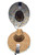 F&F Camo/F&F Sign Logo Patch Straw Hat, a stylish summer hat featuring a multi-color camo pattern and a woven straw brim with a patch logo detail.