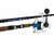 F&F 12' Okuma Longitude LC-S-1202H-1/Quantum Strive 8000 Combo, fishing rod and reel set with black and blue accents, ergonomic grip and durable construction.