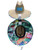 F&F Straw Hat Sublimated Logo, woven straw hat with a colorful turtle print neck cover and a blue logo patch on the front.