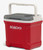 IGLOO PROD CORP. Igloo Latitude Coolers, red portable cooler with white handle and gray lid.