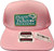 F&F Otto 39-167 Rubber Patch Hat, pink trucker hat with a large green and white rubber patch featuring a fish and fishing-themed text.