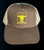 GUY COTTEN Guy Cotten Trucker Hat, beige and gray trucker hat with yellow logo patch on front