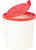 Challenge 50055 Bait Bucket 4Qt, a white plastic bait bucket with a red lid and handle.