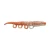 Berkley Gulp Saltwater Turbo Shrimp, soft plastic fishing lure resembling a shrimp with orange and white colors and black specks.