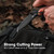 TRUE True Fixed Blade Knife, close-up of a person using the knife on a black bag outdoors, highlighting its strong cutting power with 8Cr13MoV steel on a 4-inch drop point blade.