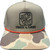 F&F Wildbills Gulf Fish Box Logo Hat, cap featuring a fish embroidered on the front and a camouflage-patterned brim.