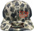 F&F Sobro Waterwood Trucker Graphic Drum Hat, camouflage patterned cap with red embroidery and logo patch on the front.