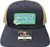 F&F UPSIDE DOWN Rubber Sign Logo Hat Richardson 115, navy blue and beige trucker cap with an inverted rubber logo patch on the front.