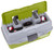 FLAMBEAU Flambeau Outdoors Classic 1 Tray Tackle Box - 6381TB, a two-tone green and gray tackle box with multiple compartments and fishing accessories inside.