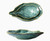 TOADFISH Toadfish Oyster Dishes - 2 Pack, green ceramic oyster plates with gold trim for seafood serving.