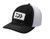 Daiwa Trucker with Rubber Logo, black and white trucker cap with contrasting logo patch on the front.