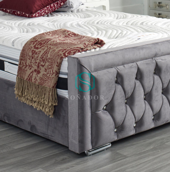 Isabella Crush Fabric Bed Frame