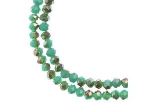 Crystal Lane DIY - Rondelle 3x4mm 2 Strand 7in - Opaque Turquoise Blue w Half Champagne Luster