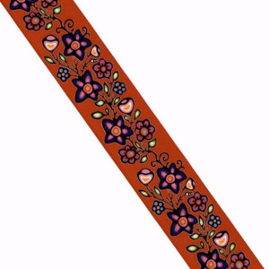 Jackie Traverse - Ojibway Florals Ribbon - Burgundy