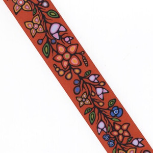 Jackie Traverse - Ojibway Floral Ribbon - Burgundy