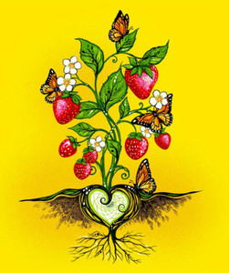Carla Joseph - Strawberry Dreamcatcher - Panel 36" - Yellow